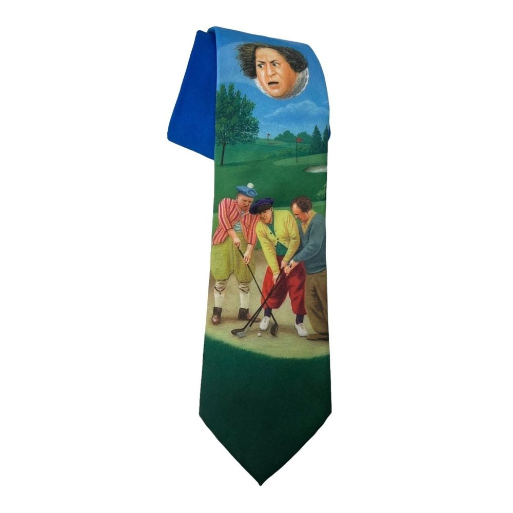 Vintage 1996 "Stooges Golf Color" Tie Necktie USA AMERICAN Funny Comedy